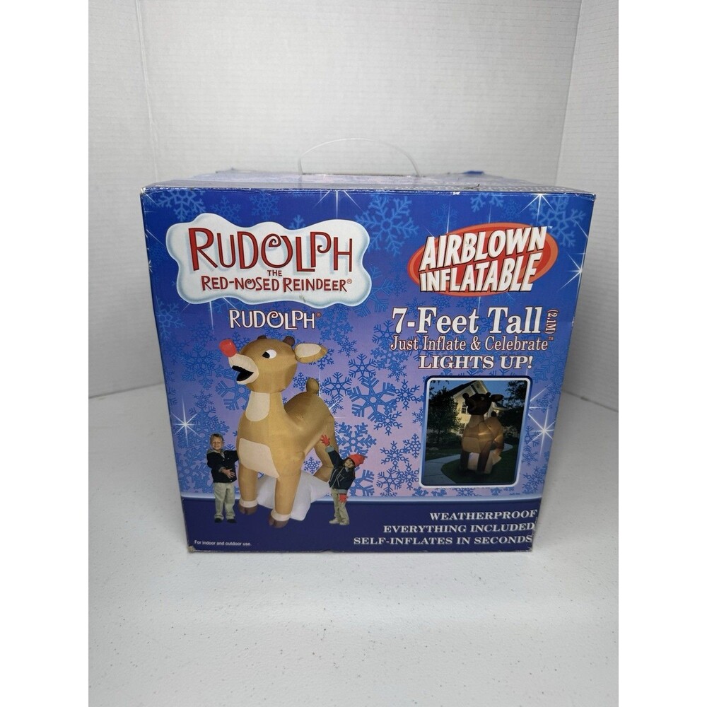 7 FT GIANT RUDOLPH THE RED NOSED REINDEER Airblown Lighted Yard Inflatable New